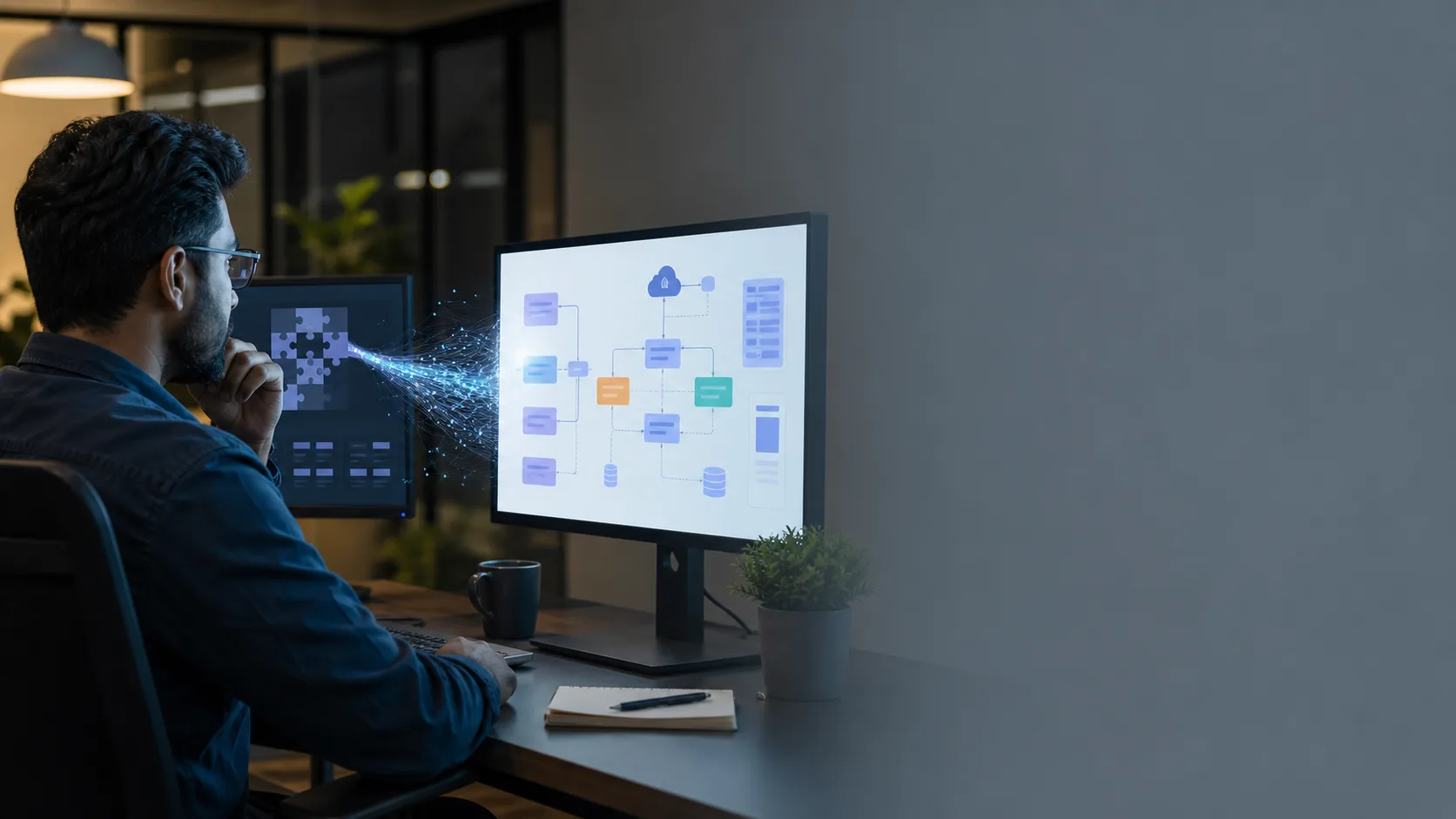 AI-assisted coding interview preparation on a laptop
